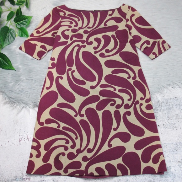 HOSS INTROPIA Silk Blend Boat Neck Abstract Mini Shift Dress Womens Size 36 US 4 - Picture 6 of 10